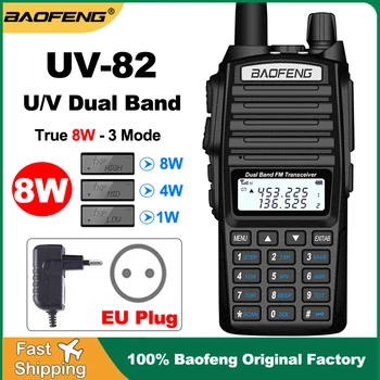 100% Originalus BaoFeng UV-82 Nekilnojamojo 8W Nešiojamų Walkie Talkie Transiveris 10KM Dual TR Juosta VHF UHF Mėgėjų 2 Būdas Kumpis Radijo UV-5R