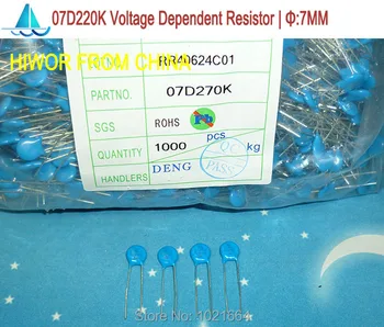 (100vnt/lot) Varistor 07D270K Įtampos Dependent Resistors, VDR VSR, Skersmuo:7mm 27V, Varistor Rezistorius