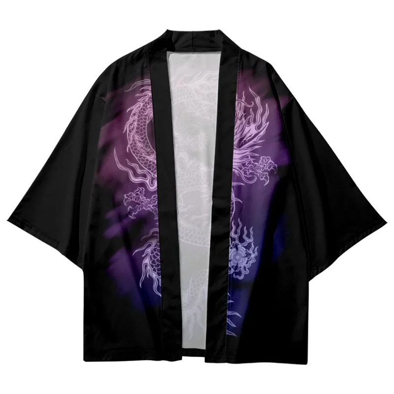 Kinijos Drakonas Spausdinti Fashion Beach Japonijos Cosplay Kimono Megztinis Vyrams Marškinėliai Yukata Haori Moterų Tradicinių Azijos Drabužių Nuotrauka 1