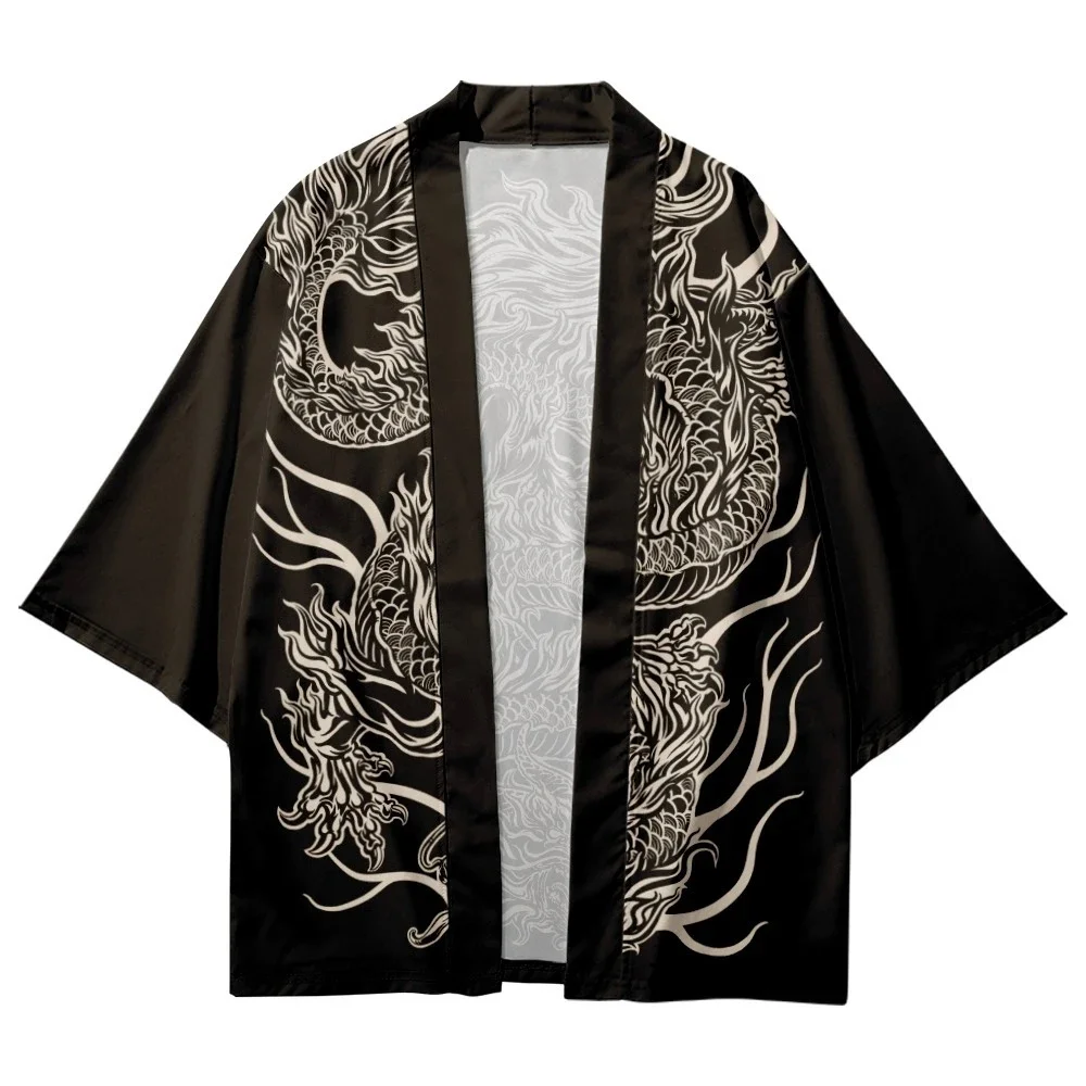 Kinijos Drakonas Spausdinti Fashion Beach Japonijos Cosplay Kimono Megztinis Vyrams Marškinėliai Yukata Haori Moterų Tradicinių Azijos Drabužių Nuotrauka 3