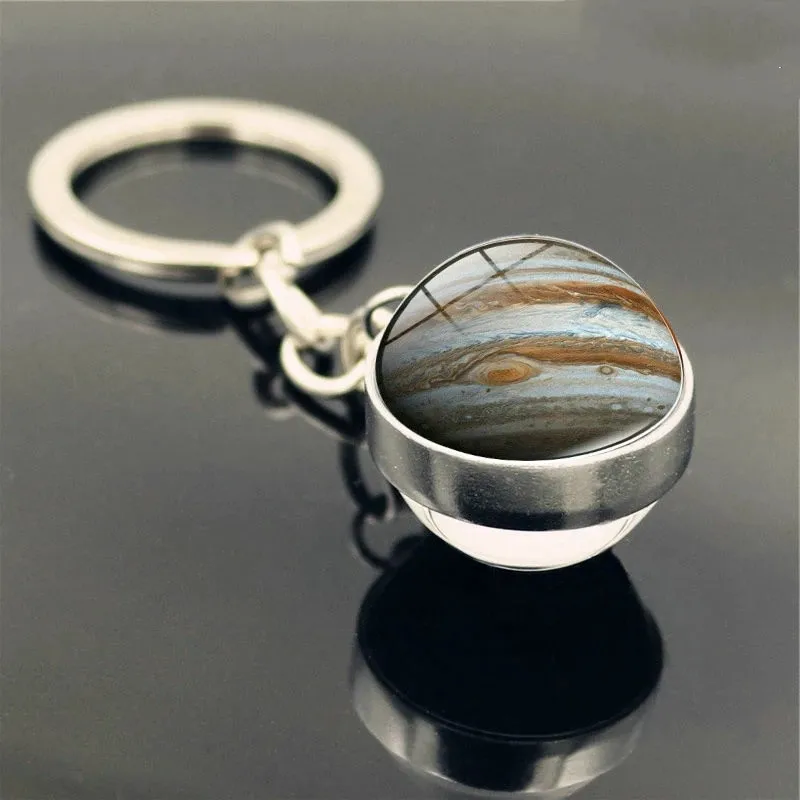 Stiklo Kamuolys Automobilių Key Chain Žemė, Saulė, Marsas paveiksl už 