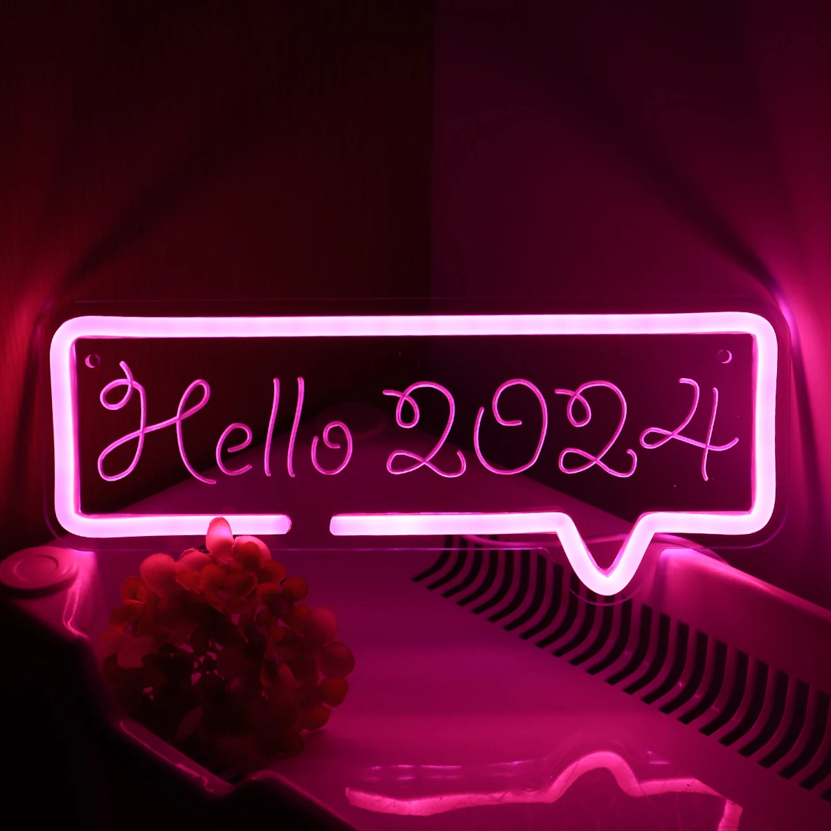 1pc Kreivė Laišką Sveiki 2024 Su Burbulo Formos LED Neonas Pasirašyti Naują Metų Pub Klubas Kambarys Šalis Dekoro 11.34