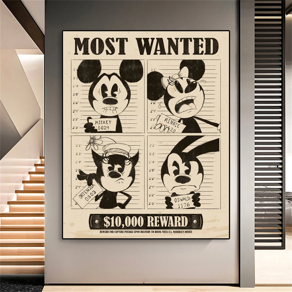 Disney Mugshots Menas Spausdinti Plakato Mickey Mouse Minnie Mouse Juokinga Dizainą, Animaciją Paveikslai Tapyba Namų Kambarį Dekoro Nuotrauka 0