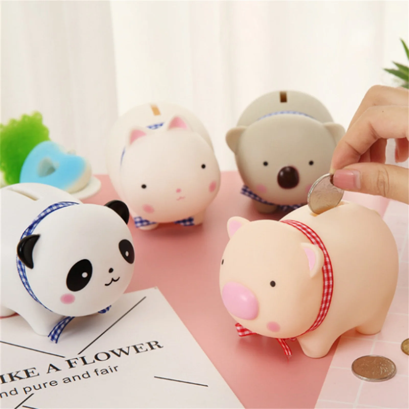 Mielas Vaikai Piggy Panda Gyvūnų Banko Langelį Žaislų, Lobių Pinigų Monetomis Sutaupyti Pinigų, Stalo Dekoras Kalėdų Dovana Vaikams Žaisti Žaislų Namai Nuotrauka 0