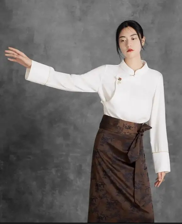 Retro Stiliaus Marškinėliai Moterų Literatūros ir Meno Tibeto Stiliaus Drabužių Pusė Sijonas Rinkinys Nuotrauka 0