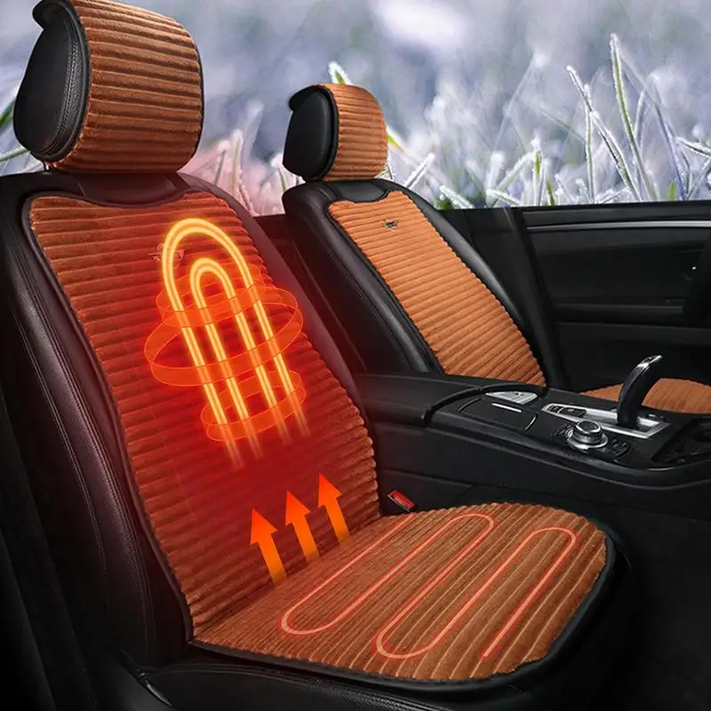 Šildomos Automobilio atlošo Ir Sėdynės Pagalvėlė Padengti Greitas Šildymo sistema su Laiko Kontrole Anti-Slip Reguliuojama Temperatūra Tinka Daugumai Automobilių Nuotrauka 1