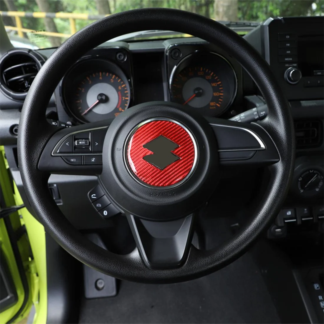 Automobilio Vairas Centras Apdailos Dangtelį Lipdukai Apdaila Reikmenys Suzuki Jimny 2019-2022,Raudona Anglies Pluošto Nuotrauka 2