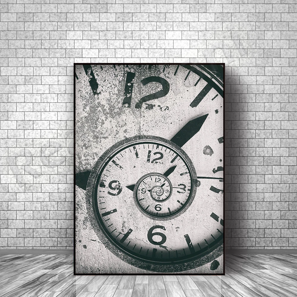 Abstrakti spiralės laikrodis fone. Susukti Laiko plakatą sienų apdailai meno drobės drobės retro namų plakatas Nuotrauka 0