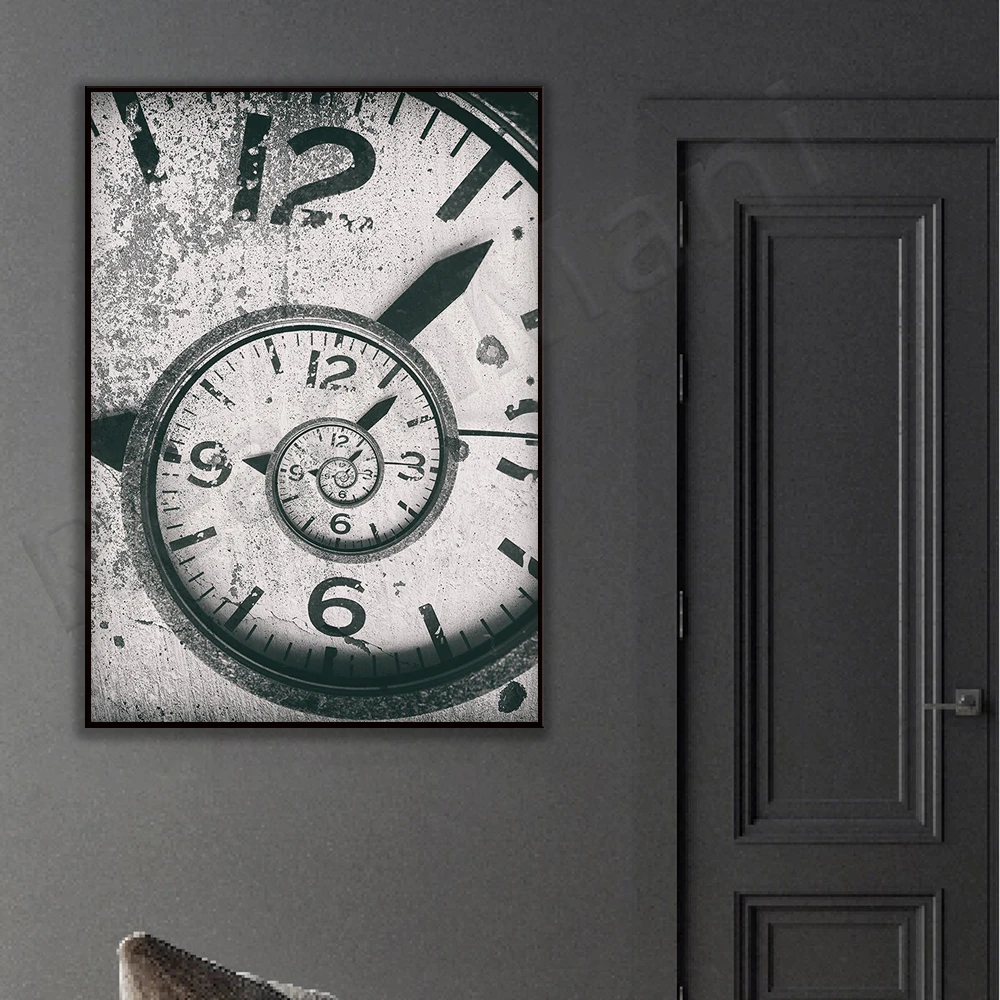 Abstrakti spiralės laikrodis fone. Susukti Laiko plakatą sienų apdailai meno drobės drobės retro namų plakatas Nuotrauka 2