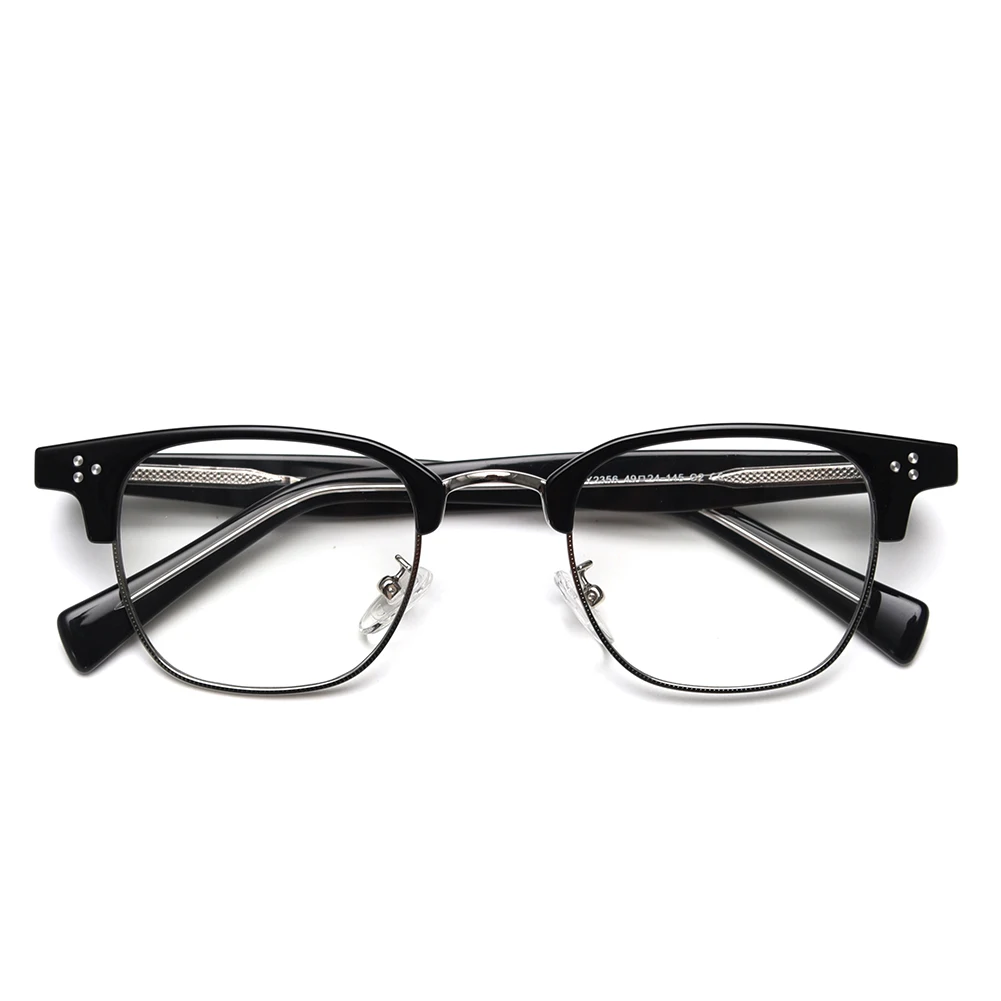 Peekaboo korėjos stiliaus aikštėje akinius moterims, skaidraus lęšio pusė kadro mados akiniai vyrų pusę metalo acetatas leopard žalia Nuotrauka 2
