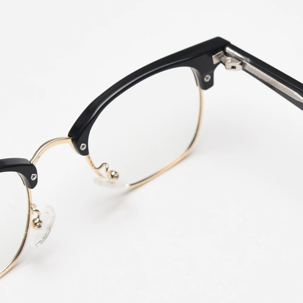 Peekaboo korėjos stiliaus aikštėje akinius moterims, skaidraus lęšio pusė kadro mados akiniai vyrų pusę metalo acetatas leopard žalia Nuotrauka 3