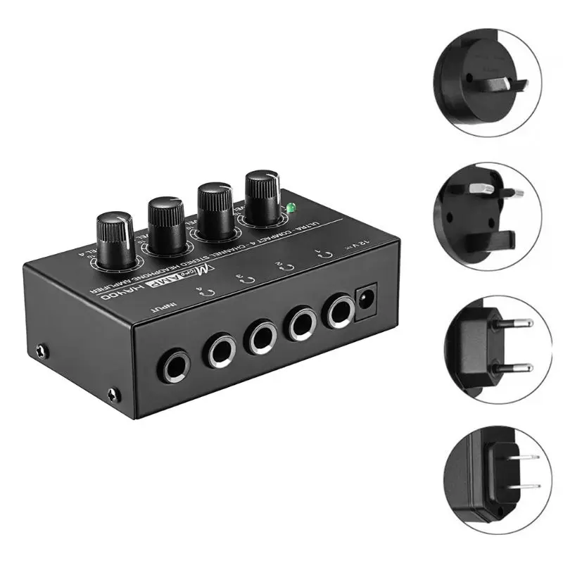 HA400 4 Kanalų Mini Audio Stereo laisvų Rankų įrangos Ausinių Stiprintuvas su Maitinimo Adapteris MUMS/UK/EU/AU Plug Nuotrauka 0