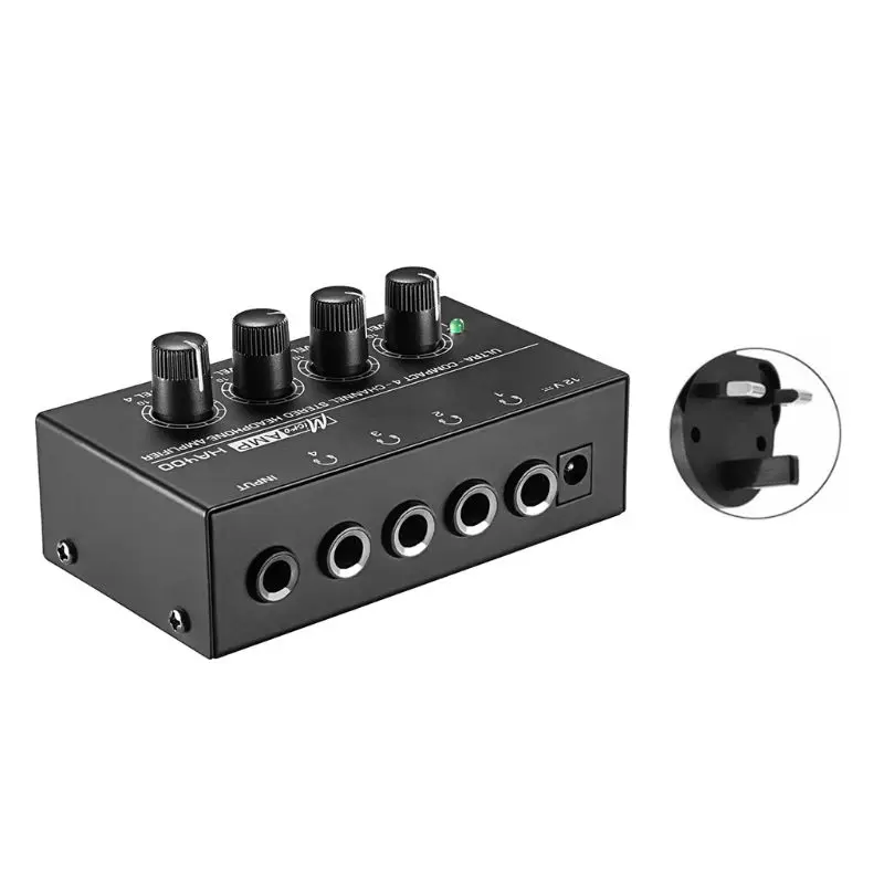 HA400 4 Kanalų Mini Audio Stereo laisvų Rankų įrangos Ausinių Stiprintuvas su Maitinimo Adapteris MUMS/UK/EU/AU Plug Nuotrauka 2