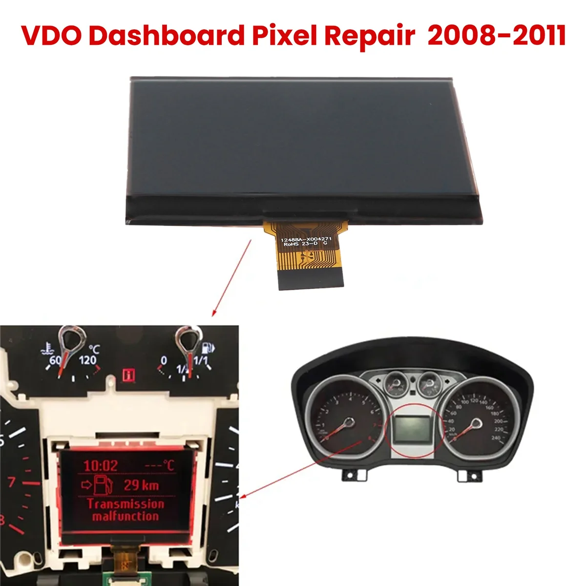 LCD Ekranas Prietaisų skydelis Pakeitimo VDO prietaisų Skydelyje Pikselių Remontą Ford Focus 2008-2011 C-Max 