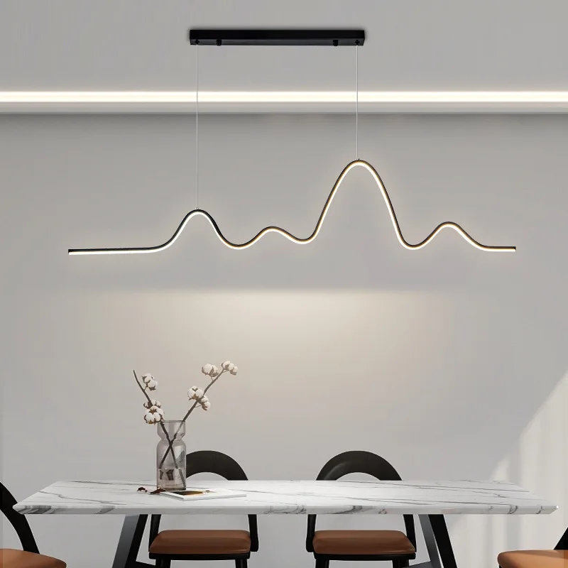 Wave Line Virtuvės Sala Restoranas Pakabukas Šviesos Modernus Minimalistinis LED Aliuminio Liustra Kabo Lempa, Namų Patalpų Apšvietimas Nuotrauka 1