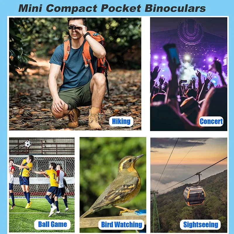 8X21 Mini Pocket Žiūronų, Lengvas Sulankstomas Žiūronai,Lengva Sutelkti Mažųjų Žiūronai Suaugusiems, Vaikams, Paukščių stebėjimas Nuotrauka 3