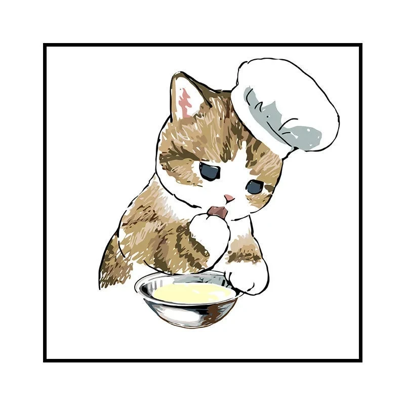 Mielas animacinių filmų kačiukas ranka -dažytos tapybos aliejumi tapyti aliejumi spalvos tapybos paprastas vaikų vertus -užpildyti spalvų tapyba Nuotrauka 4