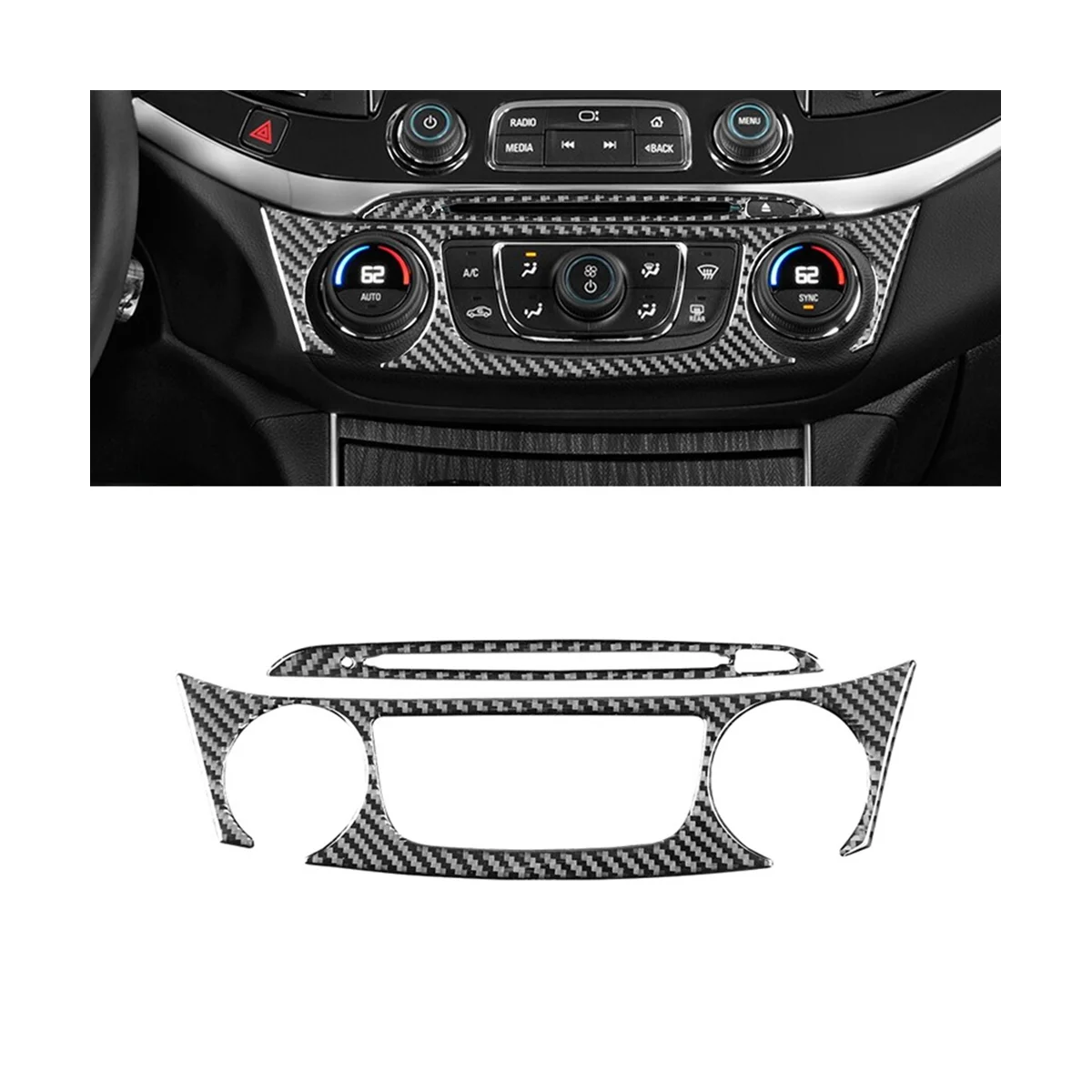 Už Chevy Impala 2014-2020 M. Minkštas Anglies Pluošto Automobilių Centrinė Kontrolė Oro Kondicionierius Mygtukai Padengti Apdaila Lipdukas Priedai Nuotrauka 2