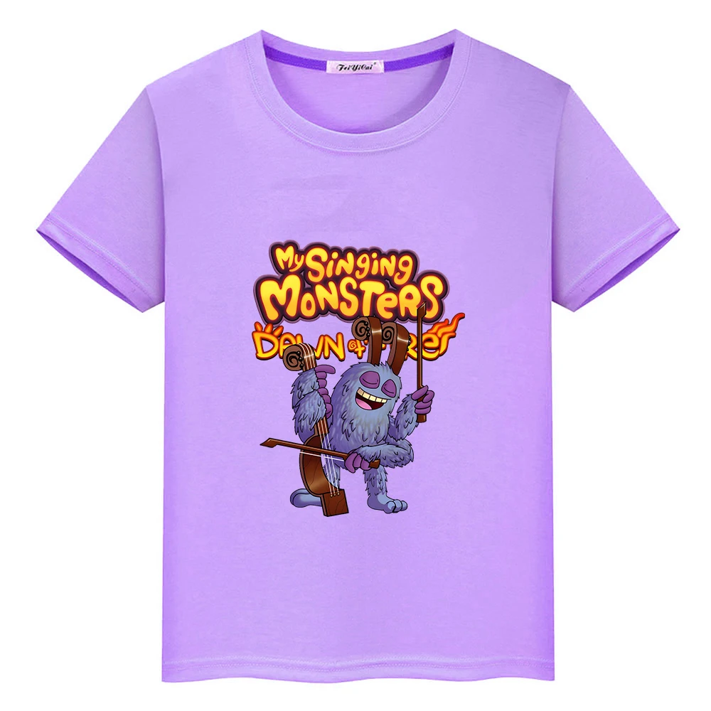 Mano Dainavimas Monstrai Kawaii Animacinių filmų marškinėliai Atsitiktinis O-kaklo Mielas Spausdinimo Tee marškinėliai 100% Medvilnė, Aukštos Kokybės Tshirts Berniukų/Mergaičių Tee Nuotrauka 0
