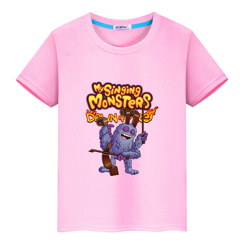 Mano Dainavimas Monstrai Kawaii Animacinių filmų marškinėliai Atsitiktinis O-kaklo Mielas Spausdinimo Tee marškinėliai 100% Medvilnė, Aukštos Kokybės Tshirts Berniukų/Mergaičių Tee Nuotrauka 1