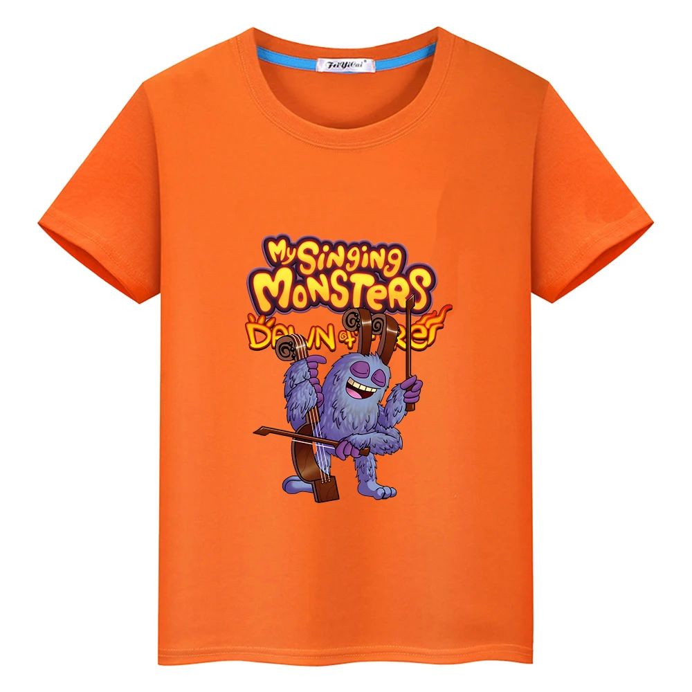 Mano Dainavimas Monstrai Kawaii Animacinių filmų marškinėliai Atsitiktinis O-kaklo Mielas Spausdinimo Tee marškinėliai 100% Medvilnė, Aukštos Kokybės Tshirts Berniukų/Mergaičių Tee Nuotrauka 5