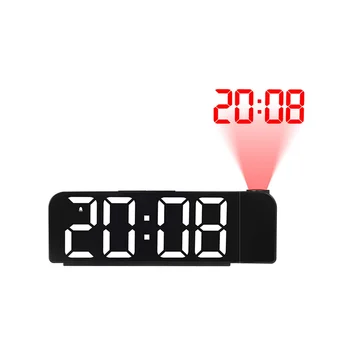 180° Sukimas Projection Alarm Clock 12/24H LED Skaitmeninis Laikrodis, USB Mokesčio Lubų Projektorius Laikrodis (Baltas)