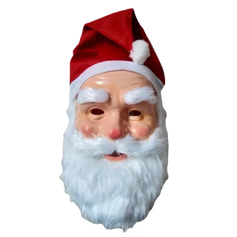 Kalėdų Santa Claus Plastiko Kaukė su Raudona Santa Hat Suaugusiųjų Kalėdų Senelio Kostiumas Rekvizitai Cosplay Dress Up Kalėdų Šalis Karnavalas Kaukė Nuotrauka 4