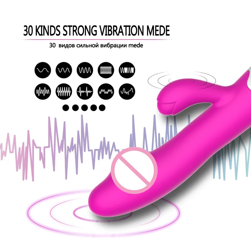 30 Dažnio Rabbit Vibratorius Dviguba Vibracija Erotiniai Analinis Makšties Masažas Sekso Žaislai, Dildo, Vibratoriai Moterims G taško Masturbator Nuotrauka 1