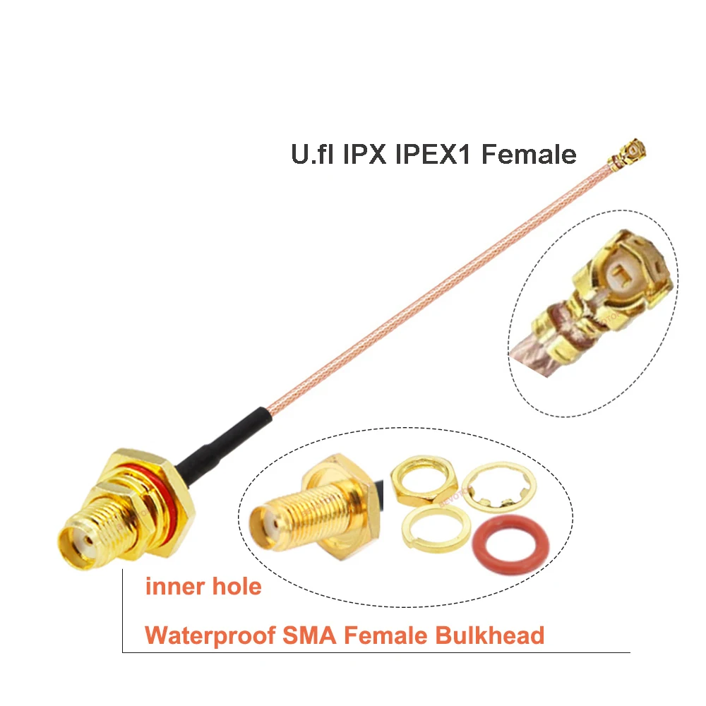 10VNT/DAUG Vandeniui SMA / RP-SMA Female į IPX U. fl IPEX1 Moterų RG178 Kabelis WIFI Antenos Extension Adapter SMA IPX Megztinis Nuotrauka 1