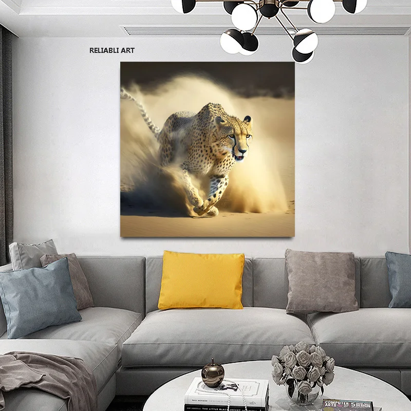 Veikia Cheetah Plakatas Dekoro Kambariai Tapybos Plakatai, Drobė Spausdinimo Gyvūnų Nuotraukos Šiaurės Šalių Namų Gyvenimo Kambario Sienos Menas Nuotrauka 3
