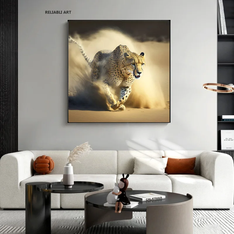 Veikia Cheetah Plakatas Dekoro Kambariai Tapybos Plakatai, Drobė Spausdinimo Gyvūnų Nuotraukos Šiaurės Šalių Namų Gyvenimo Kambario Sienos Menas Nuotrauka 4