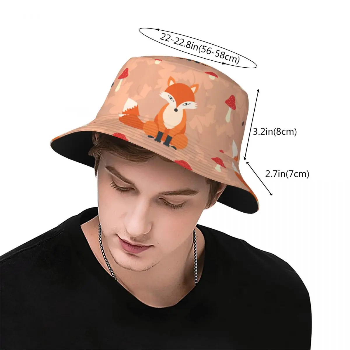 Unisex Kibiro Kepurę Fox Grybų Modelis Pavasario Apdangalai, Packable Atostogų Žvejybos Kepurės Gyvūnų Boonie Hat Dovanų Idėjos Nuotrauka 2