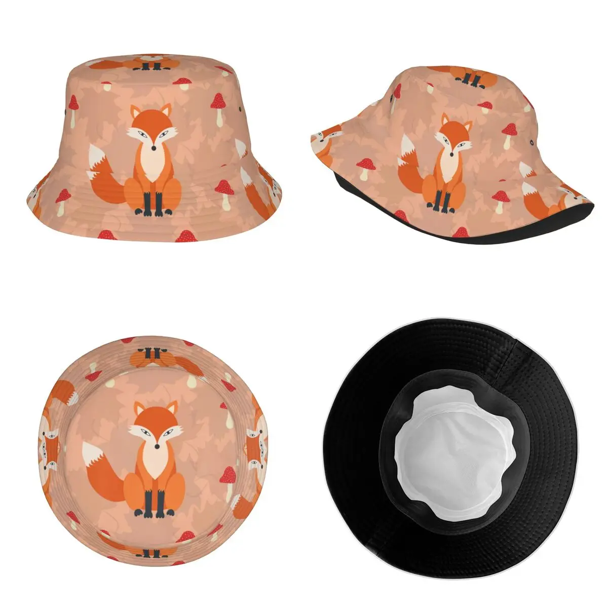 Unisex Kibiro Kepurę Fox Grybų Modelis Pavasario Apdangalai, Packable Atostogų Žvejybos Kepurės Gyvūnų Boonie Hat Dovanų Idėjos Nuotrauka 4
