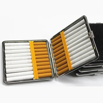1PCS Odos Cigarečių Atveju Langelį Asmeninį Kūrybos 20 Lazdos Su Ruda Atveju Turėtojas Metalo Oda Turi Gumos Juosta Dovana