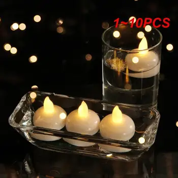 1~10VNT 6psc Flameless Plaukiojantieji Žvakės Vandeniui Mirgėjimas Tealights Šiltas Led Žvakių Baseinas, SPA Vonia Vestuves