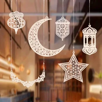 2023 Ramadanas Eid Mubarakas Papuošalai Namo Medinio Stalo Mėnulis Lenta Kabo Pakabukas Dekoro Islamo Musulmonų Įvykis Šalies Prekių