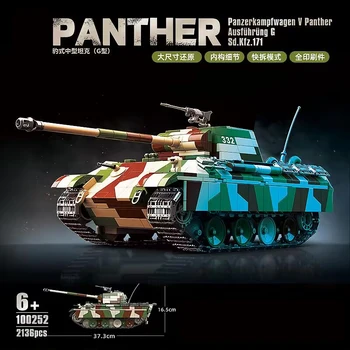 2024 M. Vokietijos Karinės Panzerkampfwagen V Panther G Sd.Kfz.171 WW2 Bakas Modelis Vidutinės Rezervuarų Statyba Blokai Berniukus, Kareivius Žaislų Rinkinys