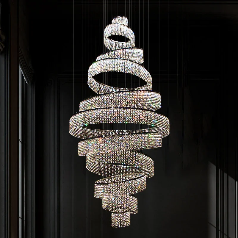 Prabangus dvipusis kristalų šviestuvai šviestuvai prabangos atmosferą, hotel villa palėpės laiptų dekoratyvinis apšvietimas gali būti pritaikyti Nuotrauka 0