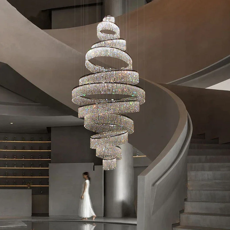 Prabangus dvipusis kristalų šviestuvai šviestuvai prabangos atmosferą, hotel villa palėpės laiptų dekoratyvinis apšvietimas gali būti pritaikyti Nuotrauka 2