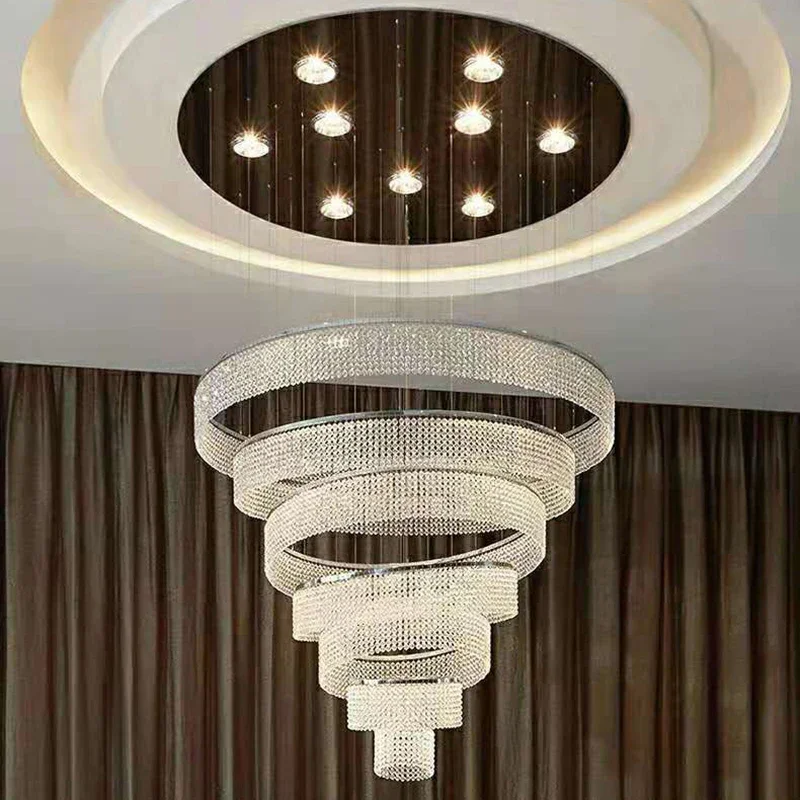 Prabangus dvipusis kristalų šviestuvai šviestuvai prabangos atmosferą, hotel villa palėpės laiptų dekoratyvinis apšvietimas gali būti pritaikyti Nuotrauka 4