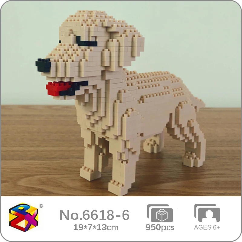 PZX 6618-6 Gyvūnų Pasaulyje auksaspalvis Retriveris Šuo Šuniukas Pet Lėlės 3D Modelis Mini Diamond Blokų, Plytų Pastatas Žaislas Vaikams Ne Lauke Nuotrauka 0