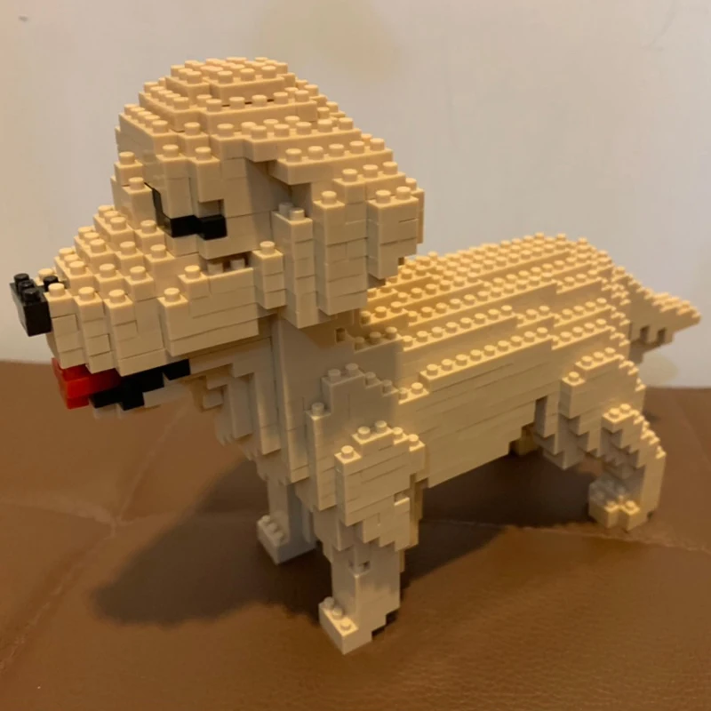 PZX 6618-6 Gyvūnų Pasaulyje auksaspalvis Retriveris Šuo Šuniukas Pet Lėlės 3D Modelis Mini Diamond Blokų, Plytų Pastatas Žaislas Vaikams Ne Lauke Nuotrauka 1