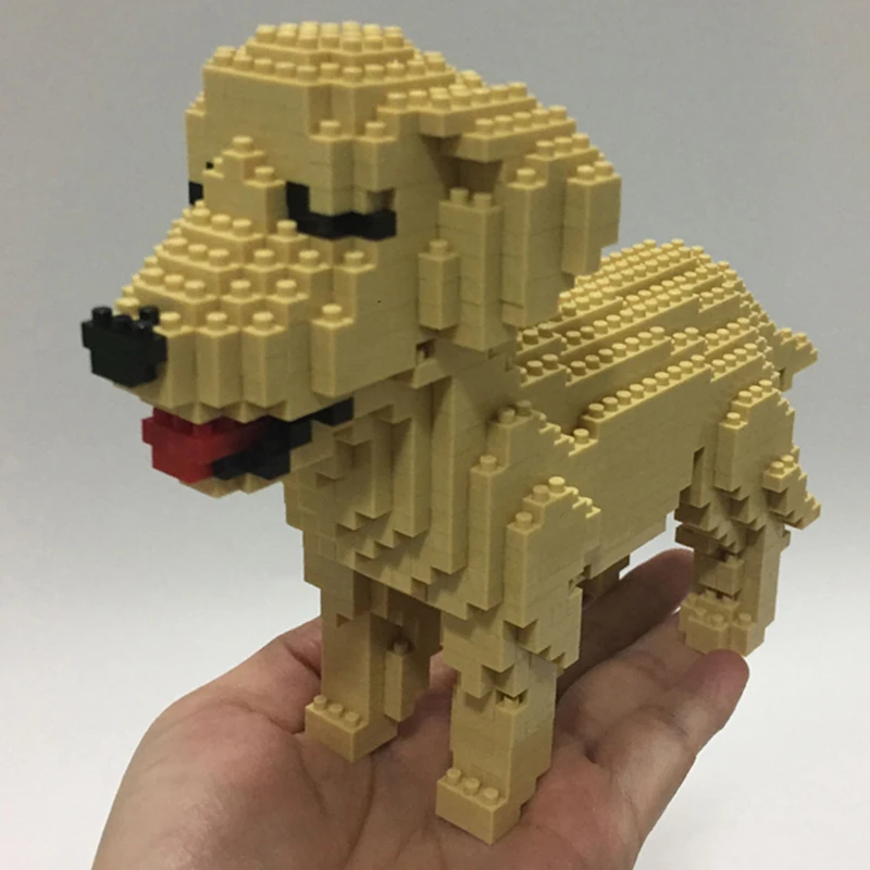 PZX 6618-6 Gyvūnų Pasaulyje auksaspalvis Retriveris Šuo Šuniukas Pet Lėlės 3D Modelis Mini Diamond Blokų, Plytų Pastatas Žaislas Vaikams Ne Lauke Nuotrauka 2