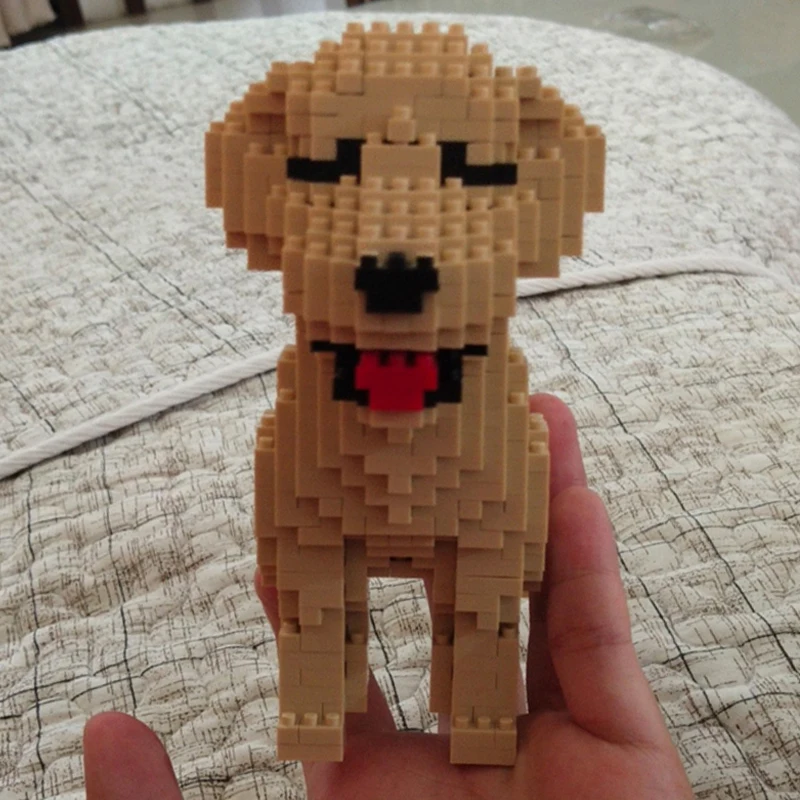 PZX 6618-6 Gyvūnų Pasaulyje auksaspalvis Retriveris Šuo Šuniukas Pet Lėlės 3D Modelis Mini Diamond Blokų, Plytų Pastatas Žaislas Vaikams Ne Lauke Nuotrauka 3