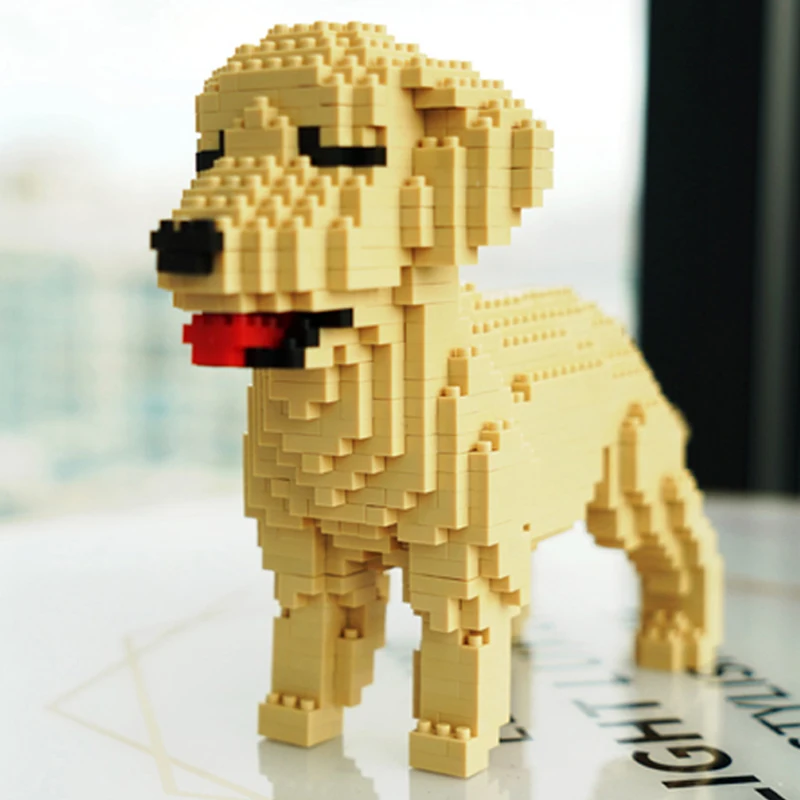 PZX 6618-6 Gyvūnų Pasaulyje auksaspalvis Retriveris Šuo Šuniukas Pet Lėlės 3D Modelis Mini Diamond Blokų, Plytų Pastatas Žaislas Vaikams Ne Lauke Nuotrauka 4