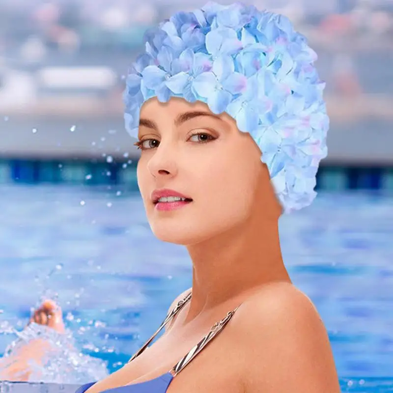 3D Gėlių Moteris Elastingumą Žiedlapis Retro Plaukimo Kepuraitė Vasaros Mados Ponios Gėlių Derliaus Paplūdimio Maudymosi Kepurę Nuotrauka 4