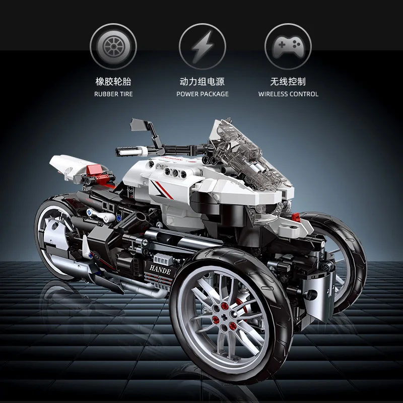 Aukštųjų Technologijų NEOWING Triratis Motociklas Racing Lokomotyvų Blokai Modelis Su Galios Asamblėjos 