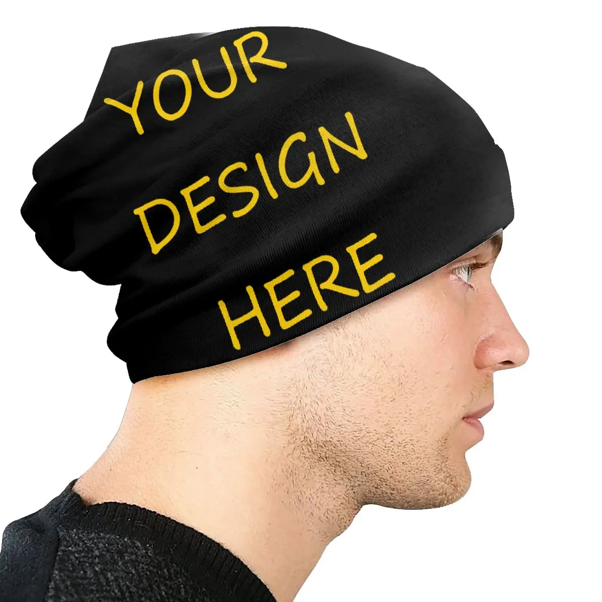Savo užsakymą Foto Logotipas Tekstas Spausdinti Slouchy Kepuraitė Žiemą Šiltas Skullies Beanies Skrybėlės Suaugusiųjų Jūsų Dizainas Čia 