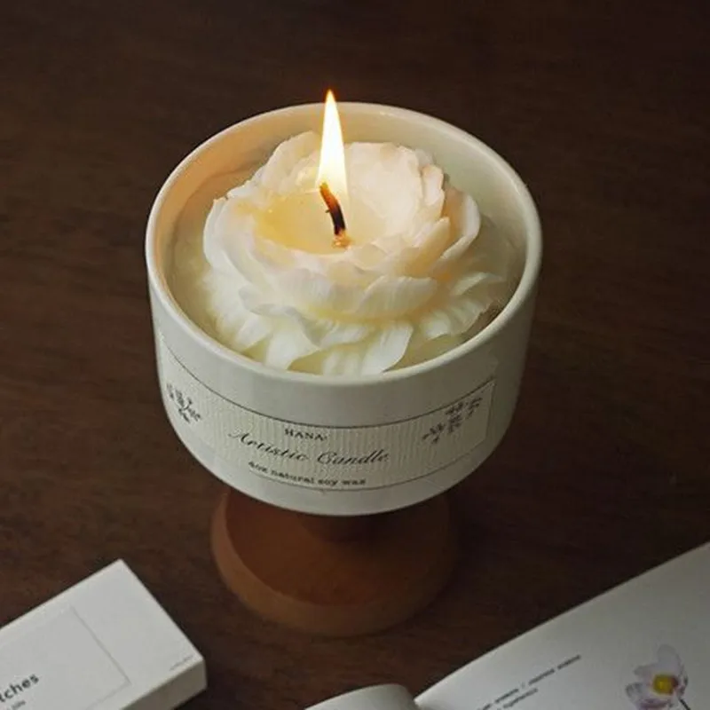 Prancūzijos Camellia Keramikinis Puodelis Aromaterapija Žvakės Instagram Stiliaus Miegamojo Kvepalų Apdailos Mažas Moterų Gimtadienis Nuotrauka 2