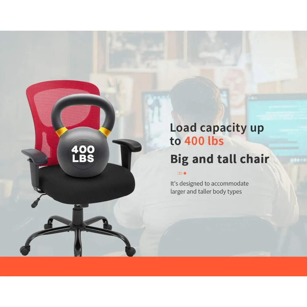 Biuro kėdė, 400 svaras plati sėdynė akių darbo kėdė+masažas geležinkelių sukasi, ergonomiškas kompiuterio kėdės, reguliuojami porankiai Nuotrauka 3